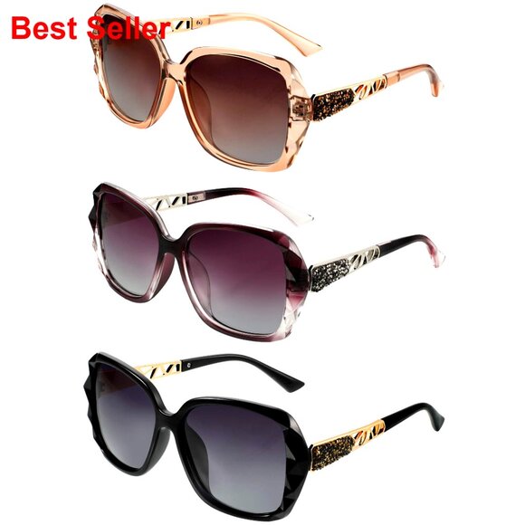 Vintage Rhinestone Oversized Sunglasses Polarized Composite Frame main image 5